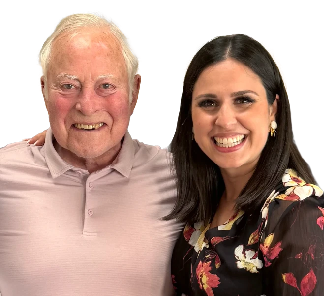 Foto de Brian Tracy junto a Ana Ivars consultora de marketing